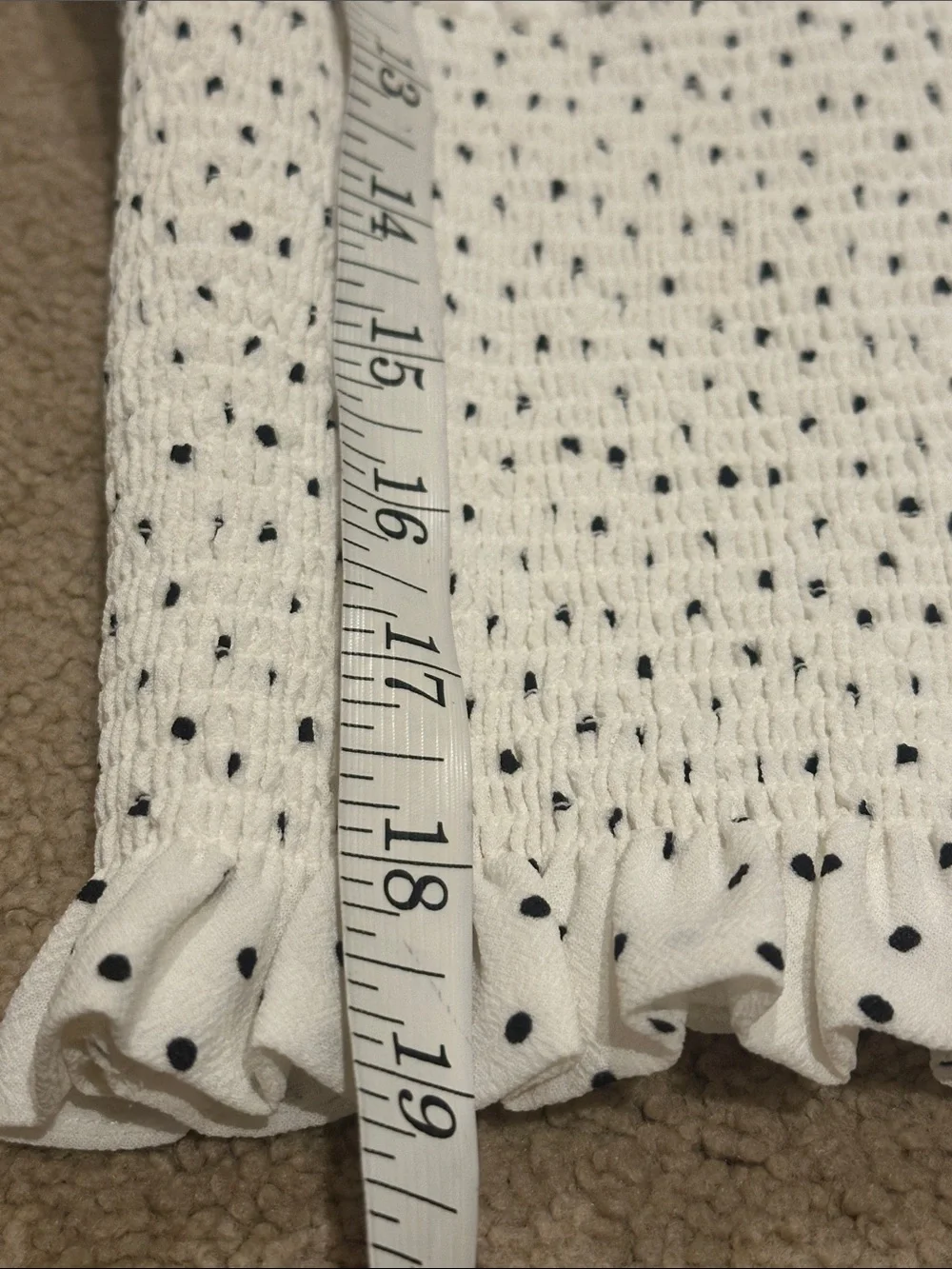 STATE White Polka Dot Smocked Crop Top - Picture 5 of 7
